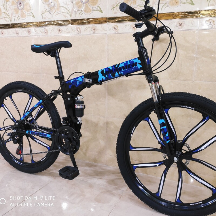 دوچرخه تاشو سایز 26 سایز 24 سایز 27 HUMMER هامر رنگ ارتشی ابی