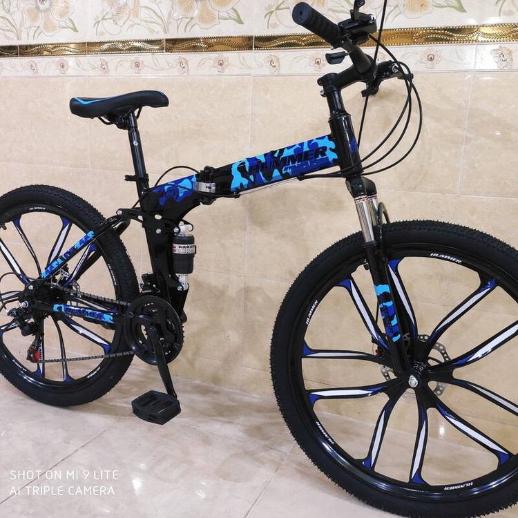 دوچرخه تاشو سایز 26 سایز 24 سایز 27 HUMMER هامر رنگ ارتشی ابی