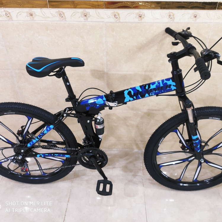 دوچرخه تاشو سایز 26 سایز 24 سایز 27 HUMMER هامر رنگ ارتشی ابی